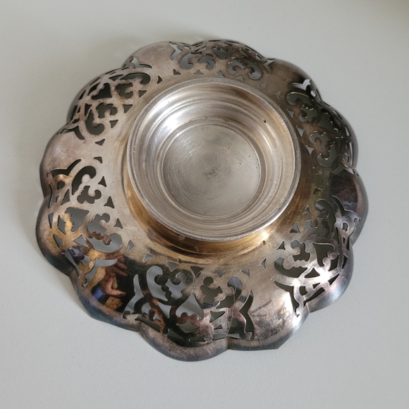 Vintage Silver Plated Pierced Footed Candy Dish - Picture 5 of 7